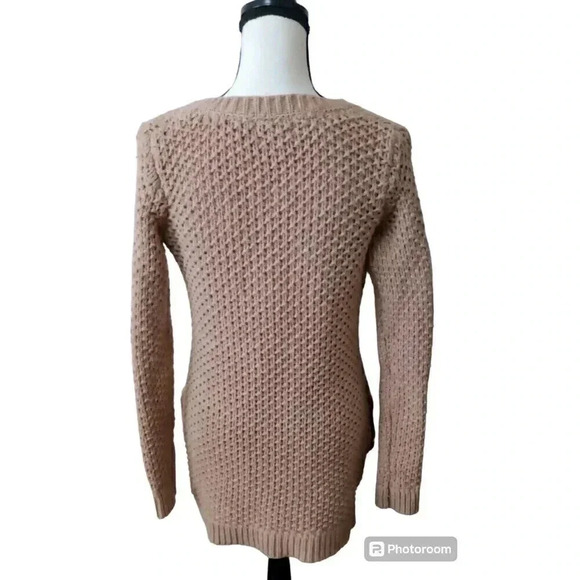 Cynthia Rowley Chunky Cardigan Wool Cashmere Blend Snaps Beige Pockets Small‎ - Picture 2 of 6